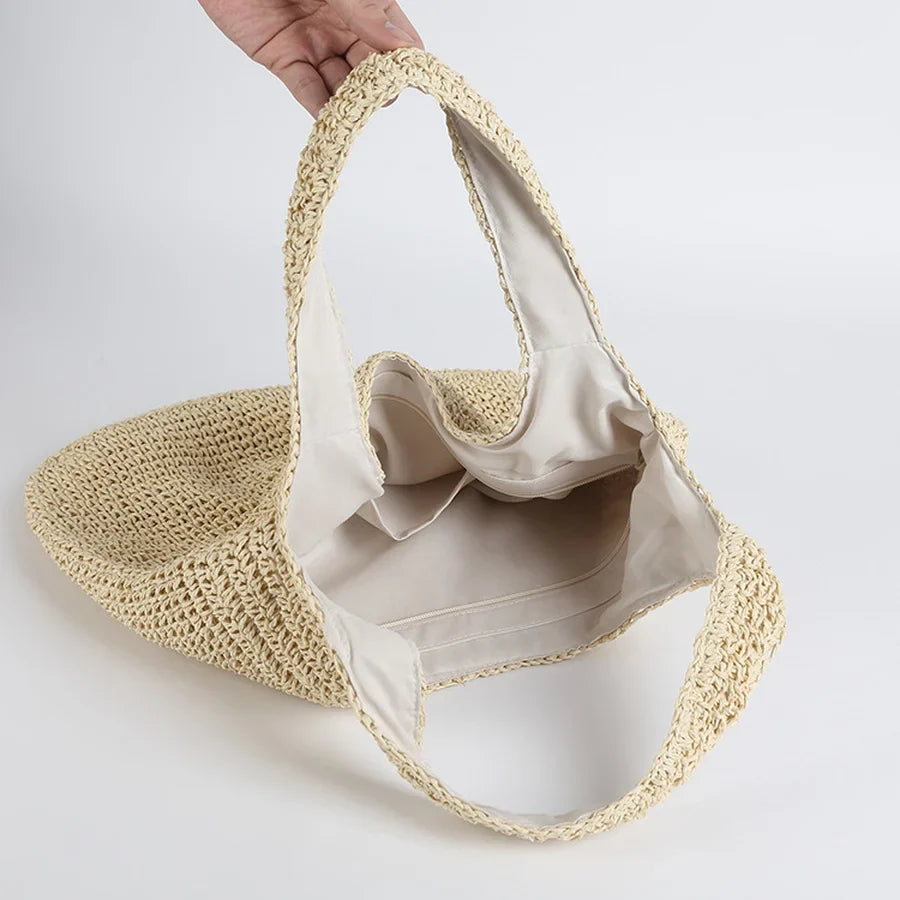 Marlene™ - Elegant Straw Beach Bag