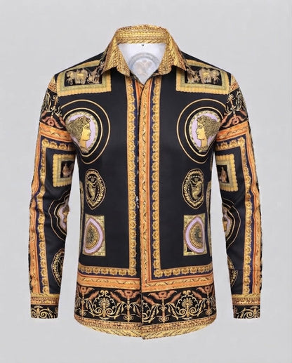 Men's fashionable shirt with artistic print and elegant details EVA-US