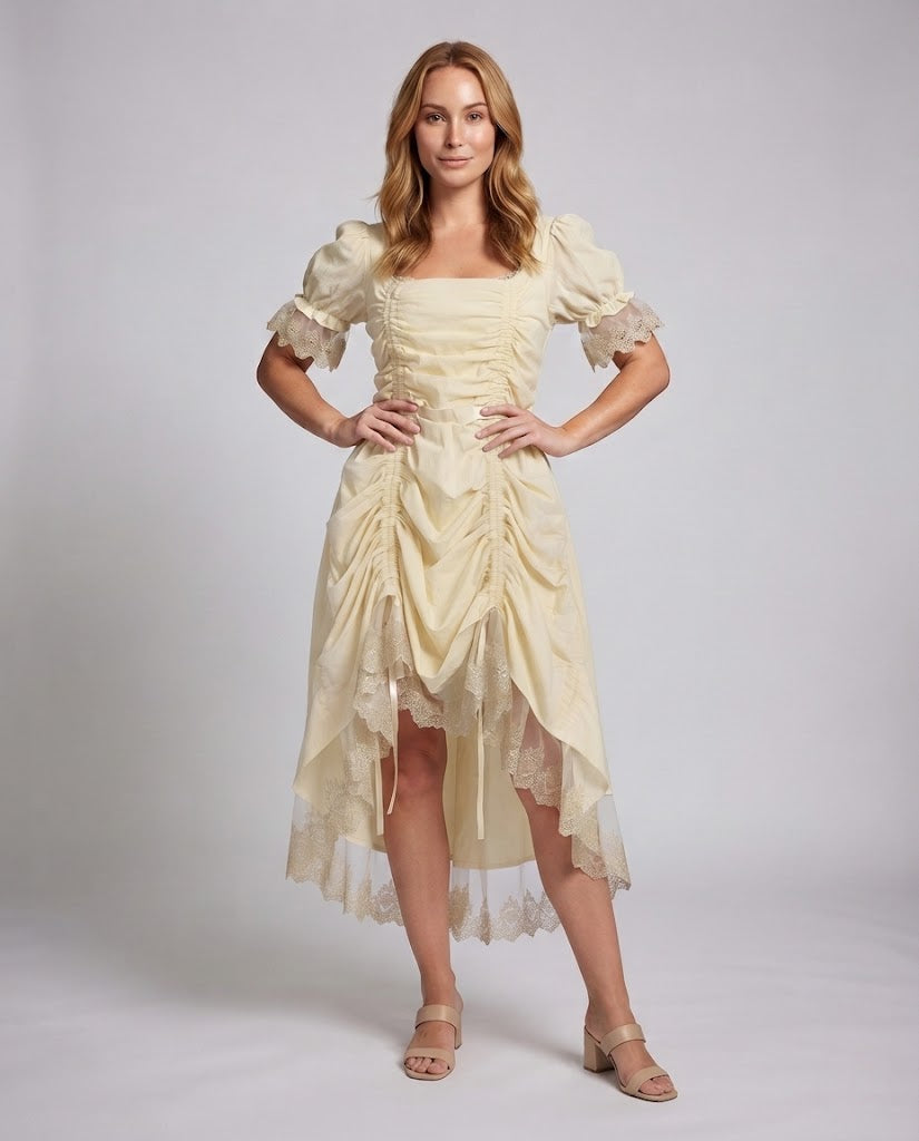 Women’s dress with ruffles and lace trim EVA-US