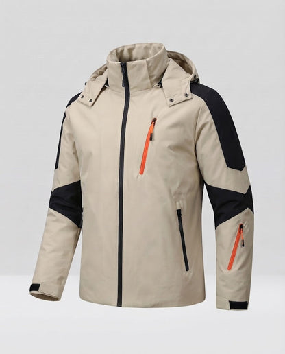 Men's technical winter jacket with high collar, wind and water-repellent shell and contrast zippers EVA-US