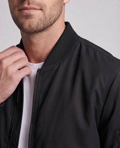 Men's lightweight nylon flight bomber with arm pocket, dual zipper and ribbed cuffs EVA-US
