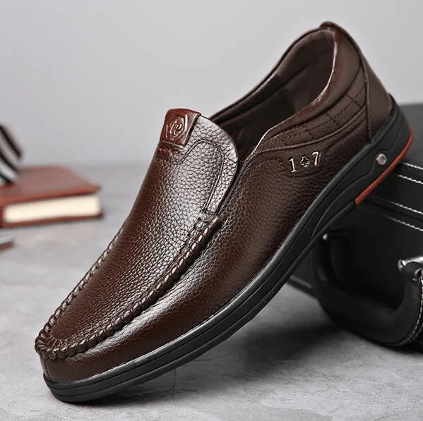 Men Genuine Leather Slip-On Shoes EVA-US