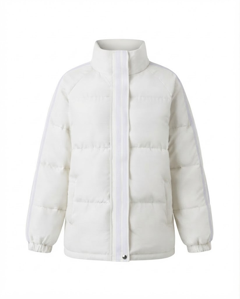 Women nan sporty quilted city puffer with ergonomic stand-up collar and reflective arm stripes