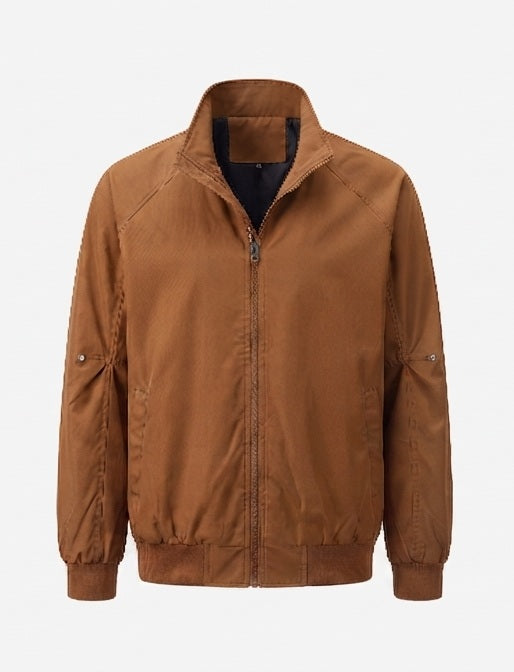 Men's lightweight urban blouson with standing collar, elastic hem, and sleeve pocket