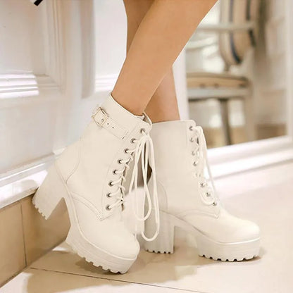 EVA-US | Martin Boots with Lacing and High Heel
