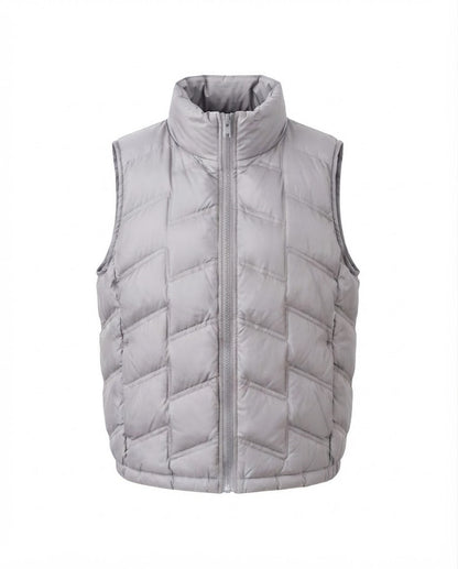 Women’s lightweight padded quilted vest with ergonomic chevron quilting and two-way zipper