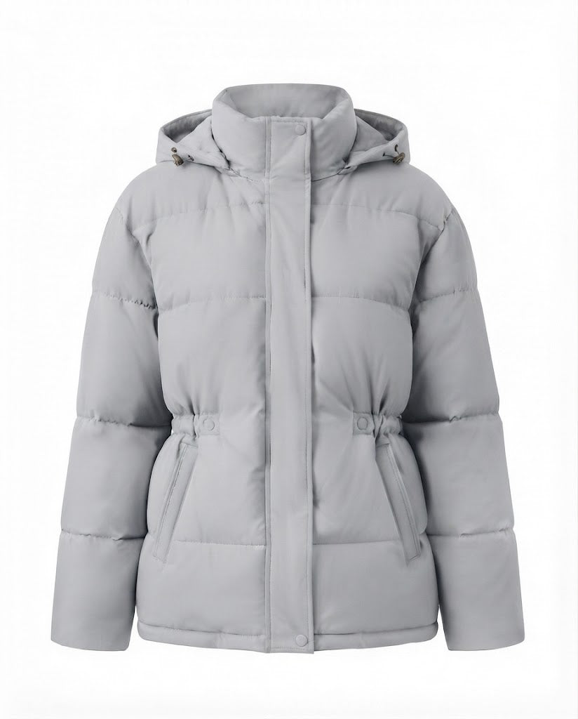 Women’s oversized quilted hooded jacket with warming thermo padding