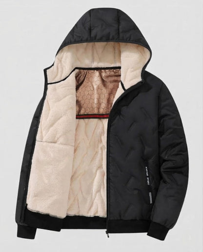Men's Hooded Padded Thermo Bomber Jacket with Teddy Lining and Windproof Outer Layer EVA-US