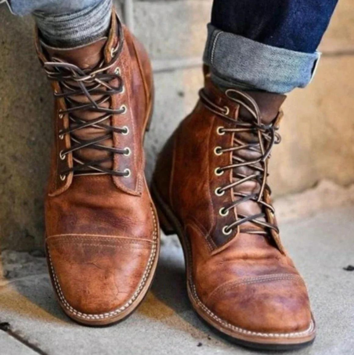 EVA-US | Vintage Leather Boots with Lacing