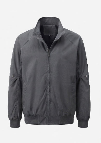 Men's lightweight urban blouson with standing collar, elastic hem, and sleeve pocket