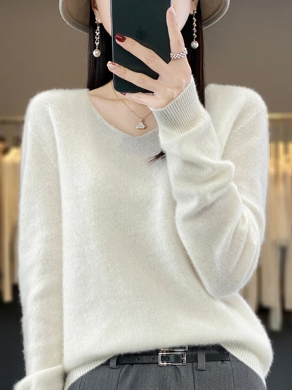 EVA-US | Cashmere Pullover Women Elegant V neck, Soft & Comfortable