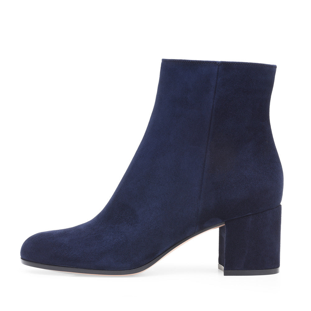 EVA-US | Women's Chunky Heel Round-Toe Mid-Hill Boots