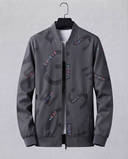 Men's Fashion Bomber Jacket with Colorful Lettering EVA-US