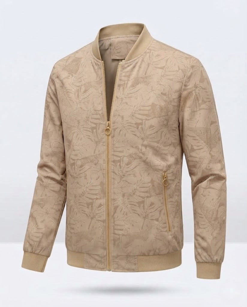 Men's Modern Bomber Jacket with Plant Pattern EVA-US