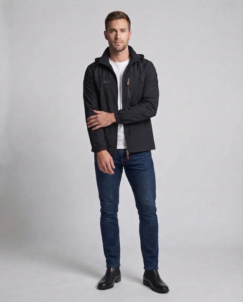 Men's lightweight windproof casual zip jacket with chest zipper pocket EVA-US