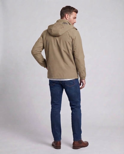 Men's Lightweight Breathable Hooded Outdoor Jacket with Chest Pocket and Concealed Zipper EVA-US