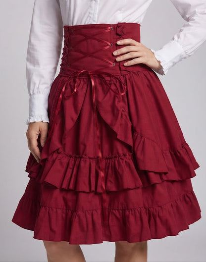 Ladies' Festive Ruffle Skirt with Lacing Detail EVA-US