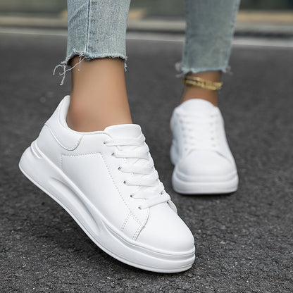 EVA-US | Clean White Leather Sneakers for Women, White