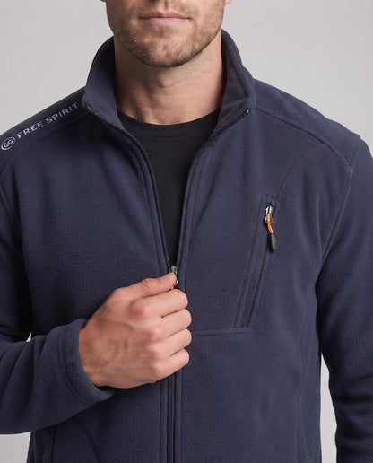 Men's fleece jacket with standing collar, zippered chest pocket, and elastic cuffs EVA-US