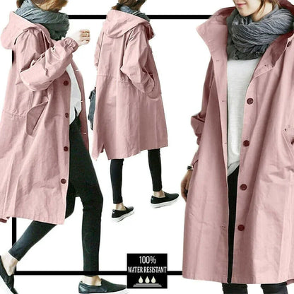 Oversized hooded windbreaker rain jacket