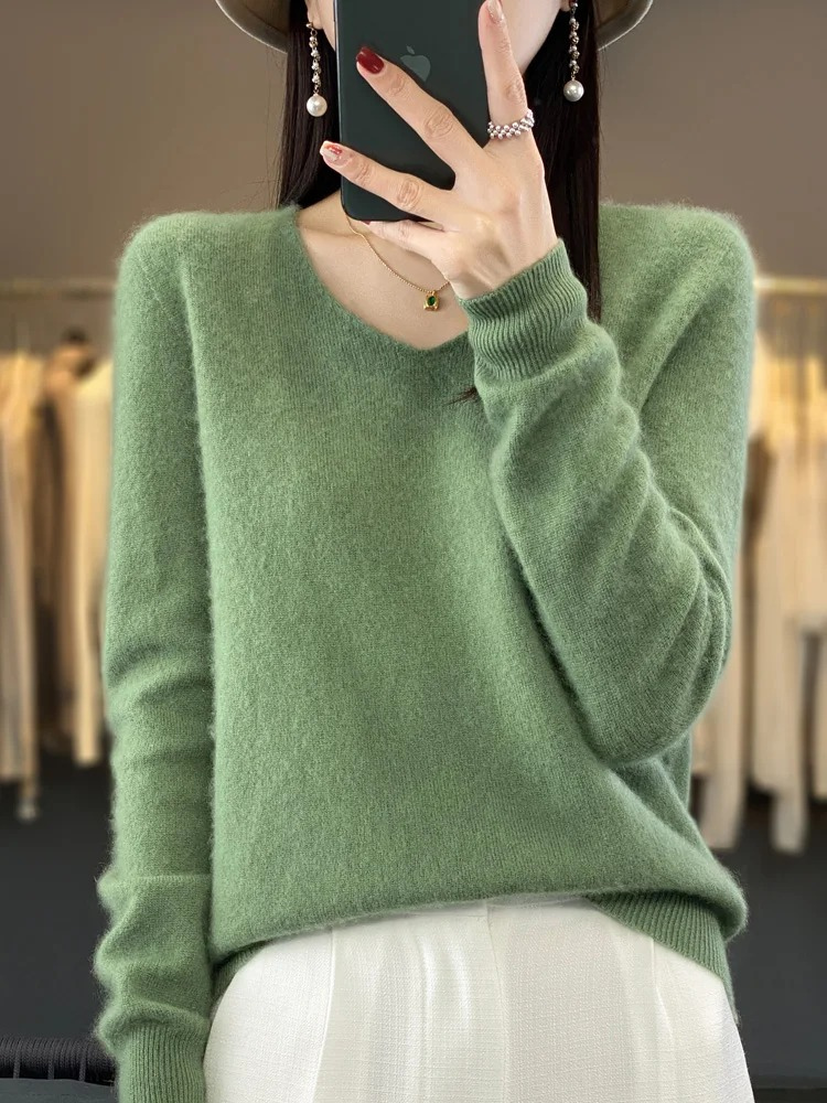 EVA-US | Cashmere Pullover Women Elegant V neck, Soft & Comfortable