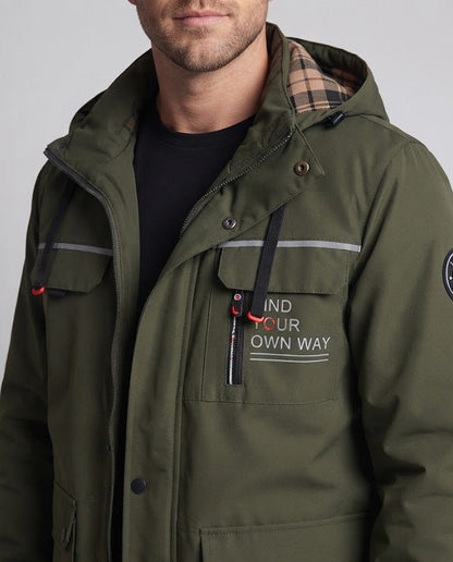 Men's technical urban parka with hood, reflective details and multifunctional pockets EVA-US