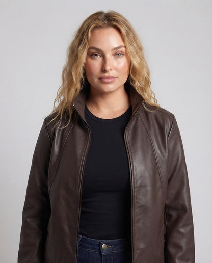 Women Fashion Faux Leather Jacket EVA-US