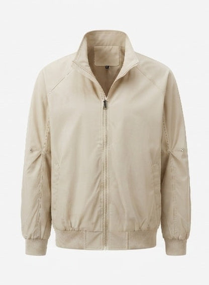 Men's lightweight urban blouson with standing collar, elastic hem, and sleeve pocket