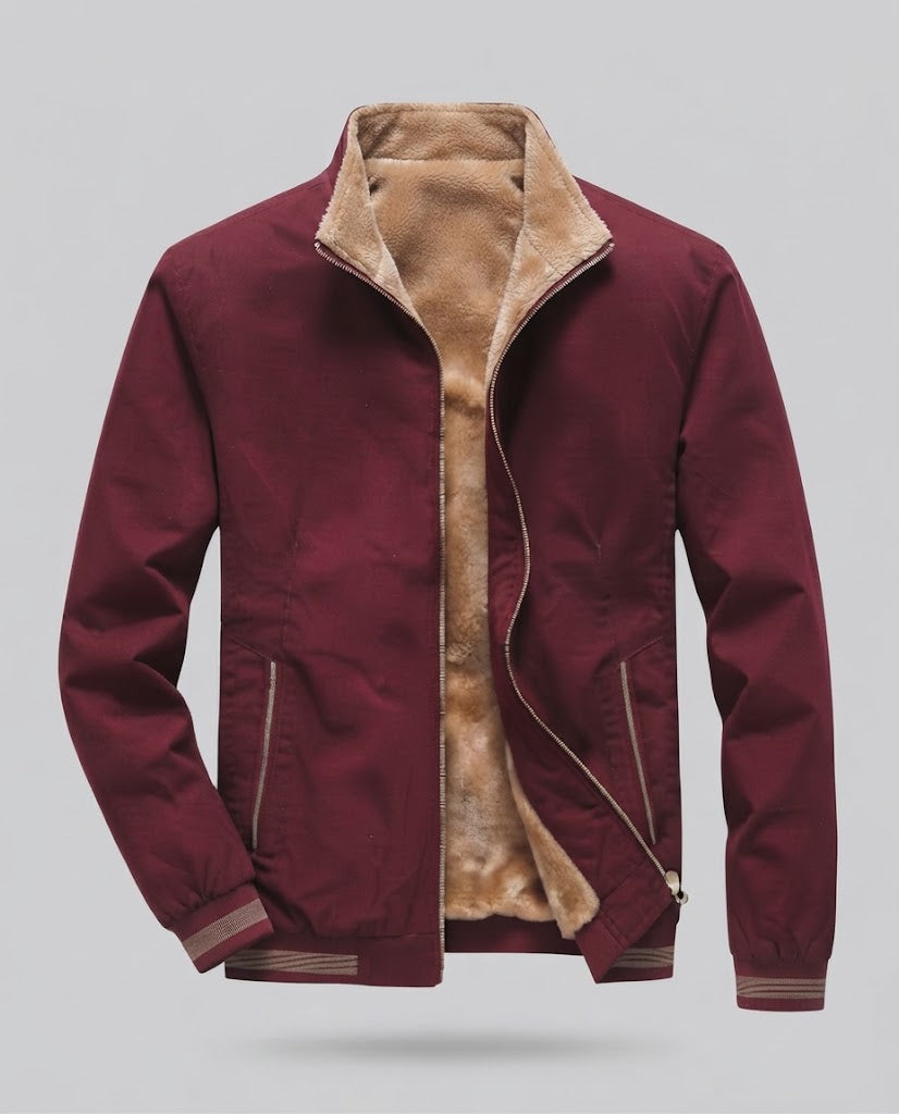 Men's teddy-lined bomber jacket with Sherpa lining and stand-up collar EVA-US