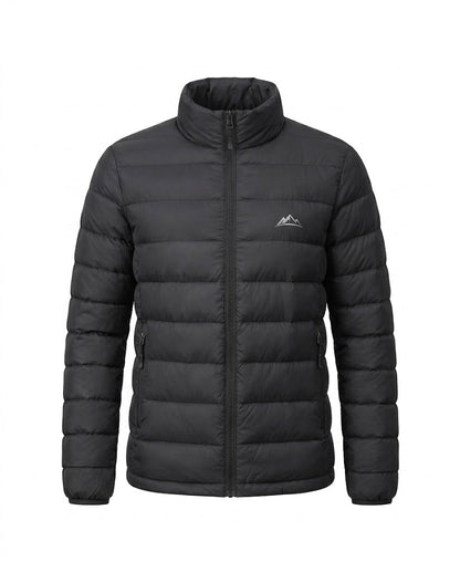 Women nan lightweight packable short quilted jacket with high stand-up collar and zippered pockets