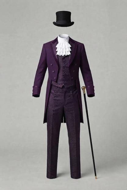 Men's elegant tailcoat with intricate decorations and double button placket EVA-US