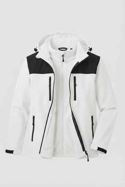 Men's two-layer softshell outdoor jacket with removable fleece inner jacket and hood EVA-US