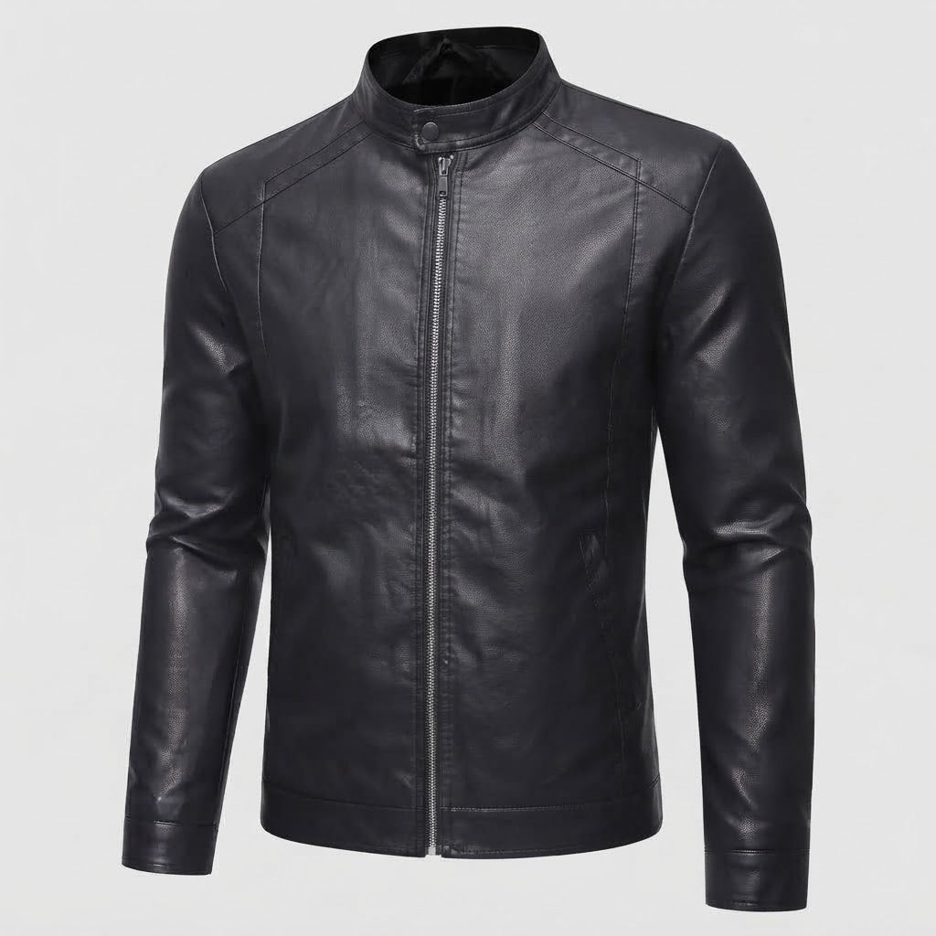 Men's Fashion Faux Leather Jacket with Stand Collar EVA-US 1788321813