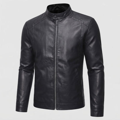 Men's Fashion Faux Leather Jacket with Stand Collar EVA-US 1788321813