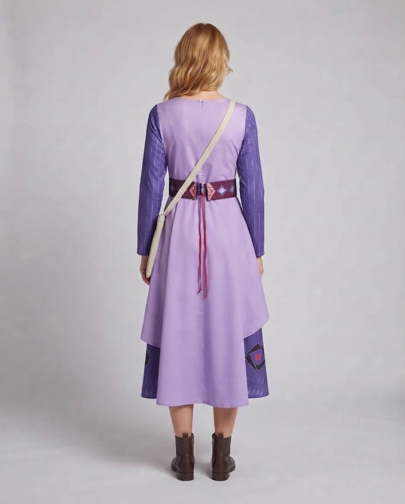 Women traditional long sleeve dress with detailed fabric design EVA-US