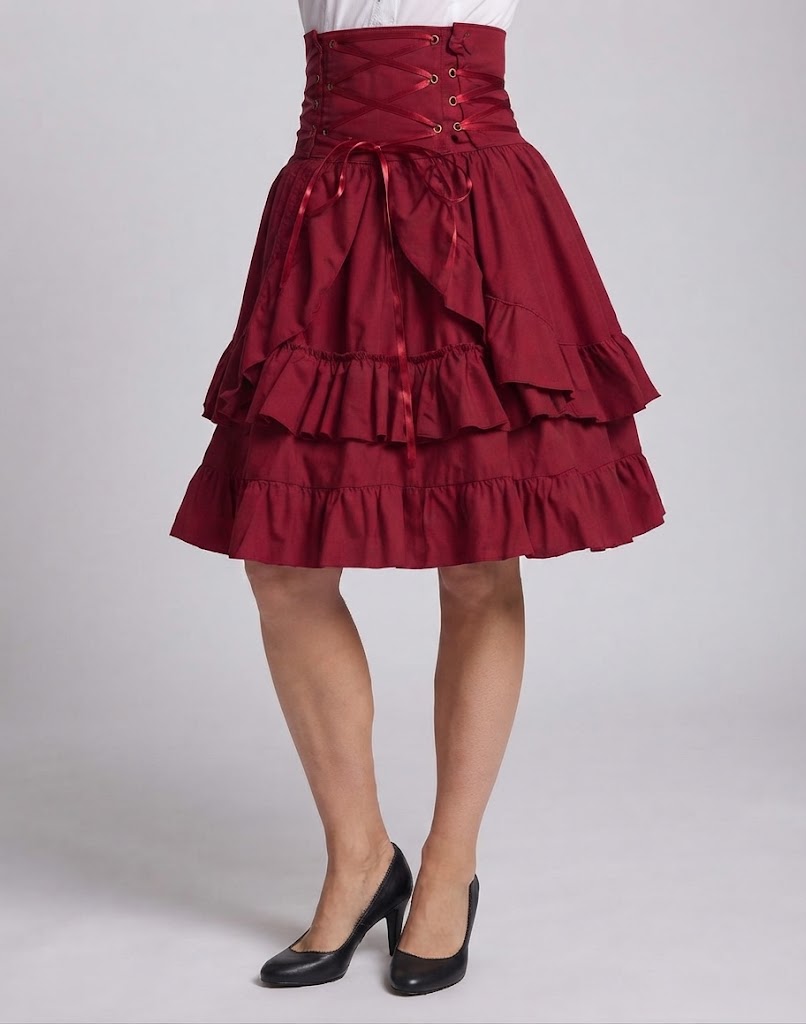 Ladies' Festive Ruffle Skirt with Lacing Detail EVA-US