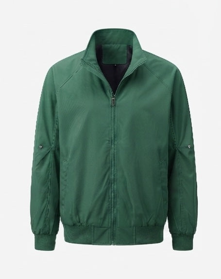 Men's lightweight urban blouson with standing collar, elastic hem, and sleeve pocket