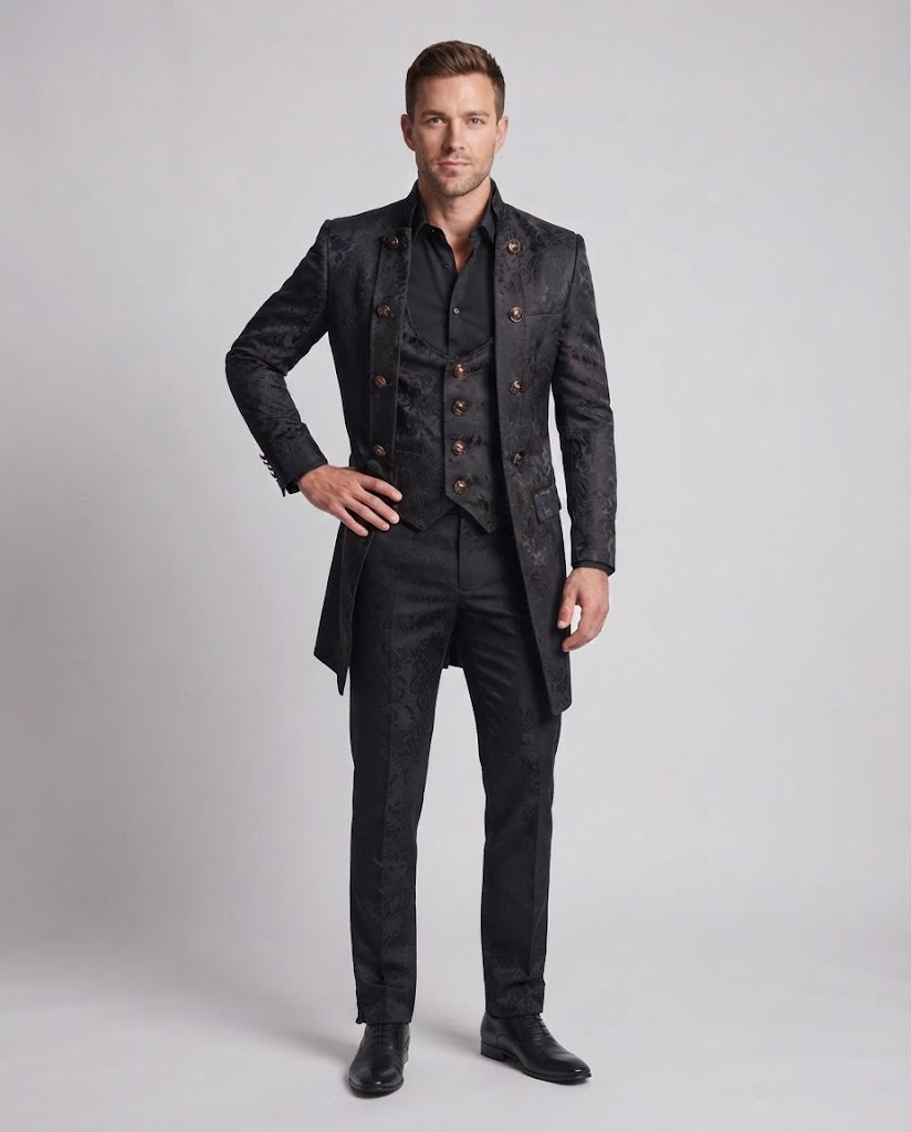 Men's elegant tailcoat with elaborate embellishments EVA-US