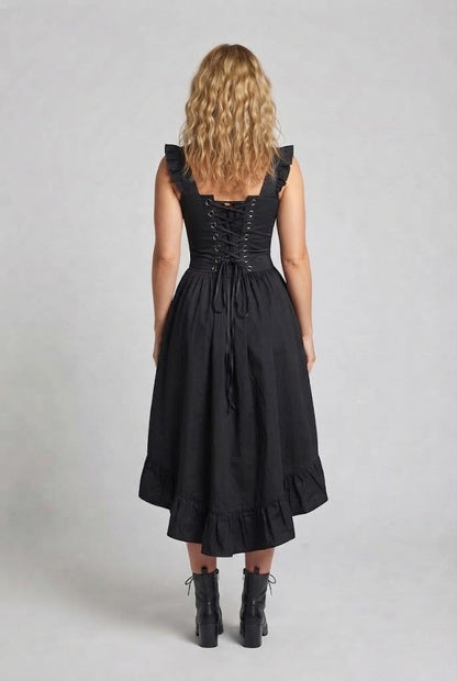 Women Elegant Vintage Dress with Ruffles and Lacing EVA-US