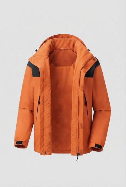 Men's two-layer softshell outdoor jacket with removable fleece inner jacket and hood EVA-US