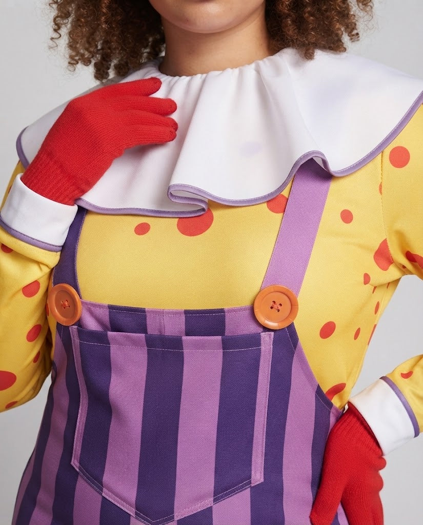Ladies Clown Costume with elastic suspenders and detachable collar EVA-US