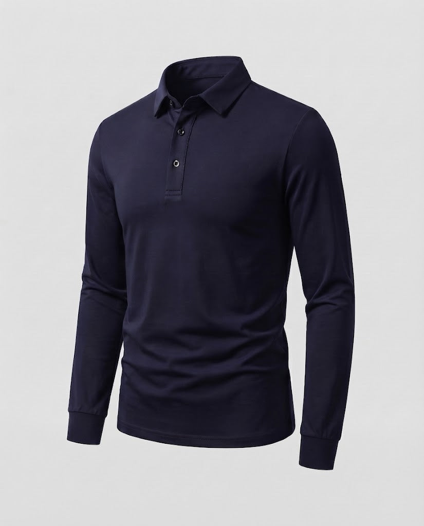 Men's Elegant Long Sleeve Polo Shirt EVA-US