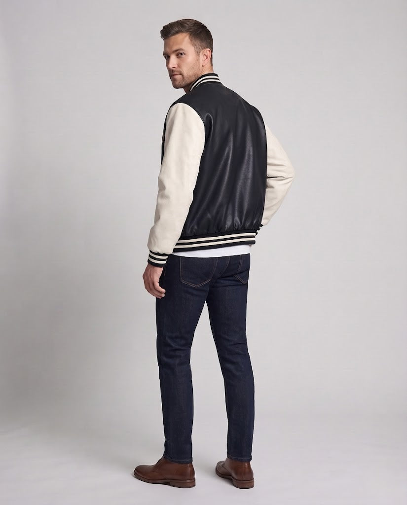 Men's Elegant Bomber Jacket with Embroidered Design EVA-US