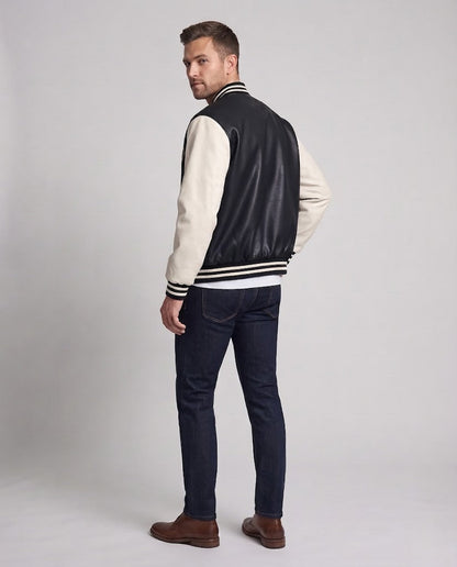Men's Elegant Bomber Jacket with Embroidered Design EVA-US