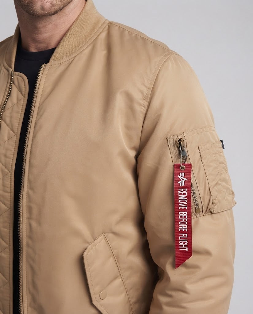 Men's padded bomber jacket with thermal insulating inner lining and utility arm pocket EVA-US