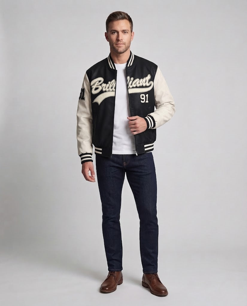 Men's Elegant Bomber Jacket with Embroidered Design EVA-US