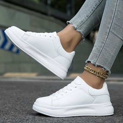EVA-US | Clean White Leather Sneakers for Women, White