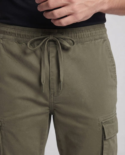Men's cargo pants with elastic waistband and side pockets EVA-US