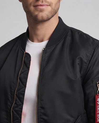 Men's lightweight nylon bomber jacket with quilted thermal lining and arm pocket EVA-US