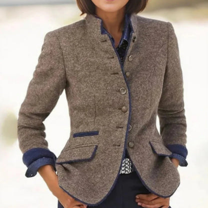 EVA-US | Multi-button Women's Jacket Made of Wool With Color Combination